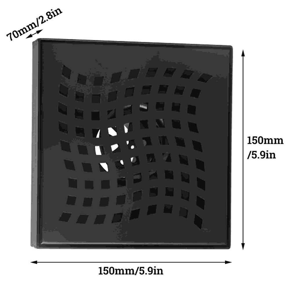 Square Shower Drain 6 Inch Floor with Flange Removable Quadrato Pattern Grate