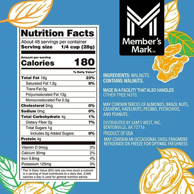 6-pack Member's Mark Natural Shelled Walnuts (3 lbs.)