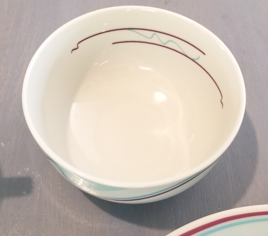 Livliga Halsa Portion Control Place Setting 4 Piece Art Deco Pattern Ceramic HTF