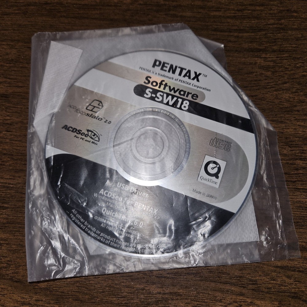 Pentax Software S-SW18 2004 For Digital Cameras - USB Driver Quicktime 6.0