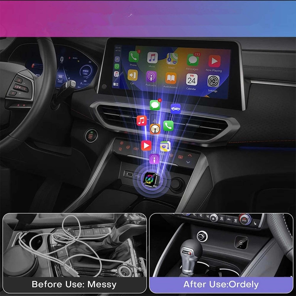 For Apple CarPlay Android Auto Wireless USB Adapter Dongle Bluetooth WiFi Unit