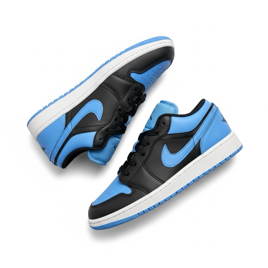 Jordan 1 Low Black University Blue GS Big Kid Size 5Y New w/ Box