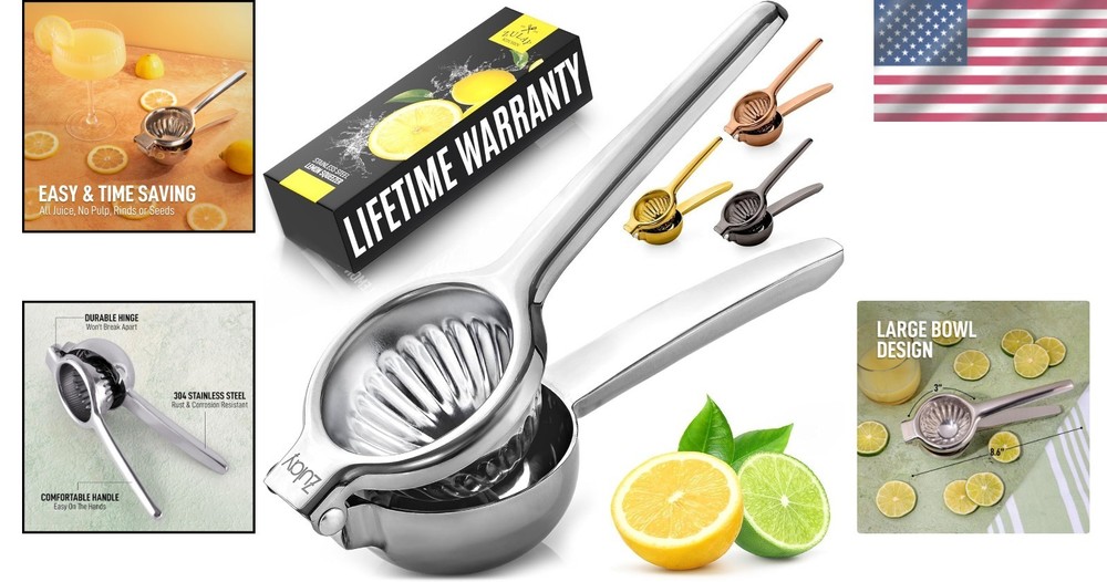 Lemon Squeezer Stainless Steel with Quality Heavy Duty Solid Metal Squee
