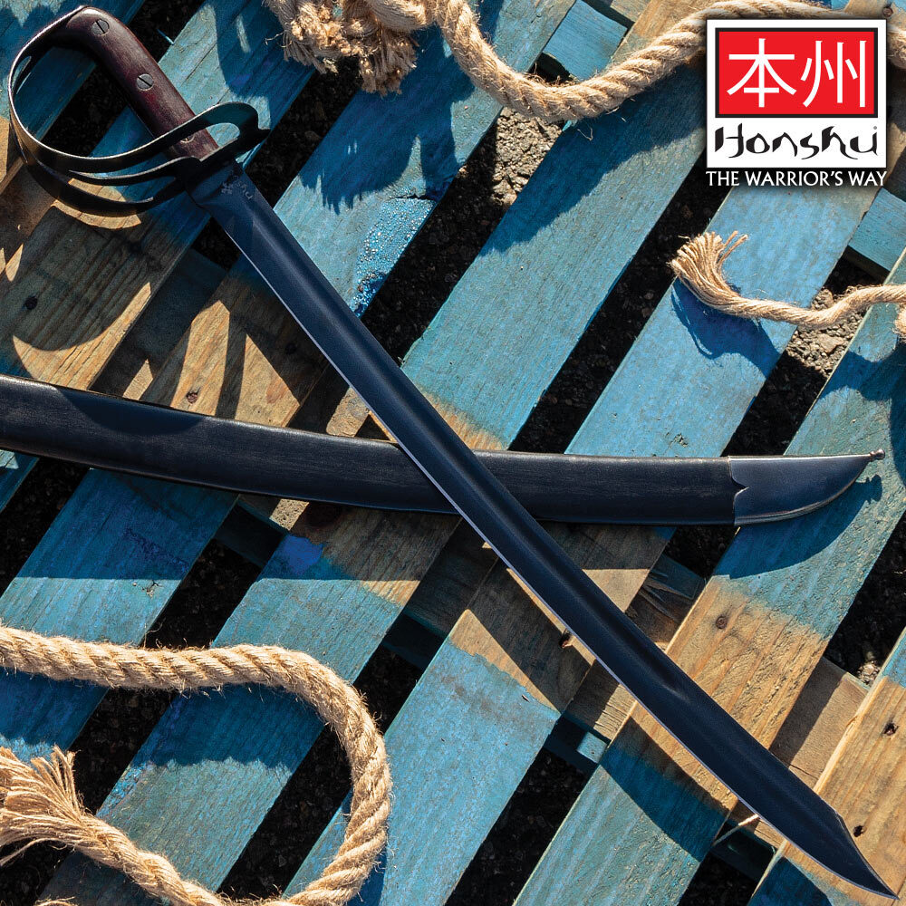 Honshu 1917 Hybrid Cutlass | Carbon Steel Blade | Pirate Sword | Overall 31 1/8"
