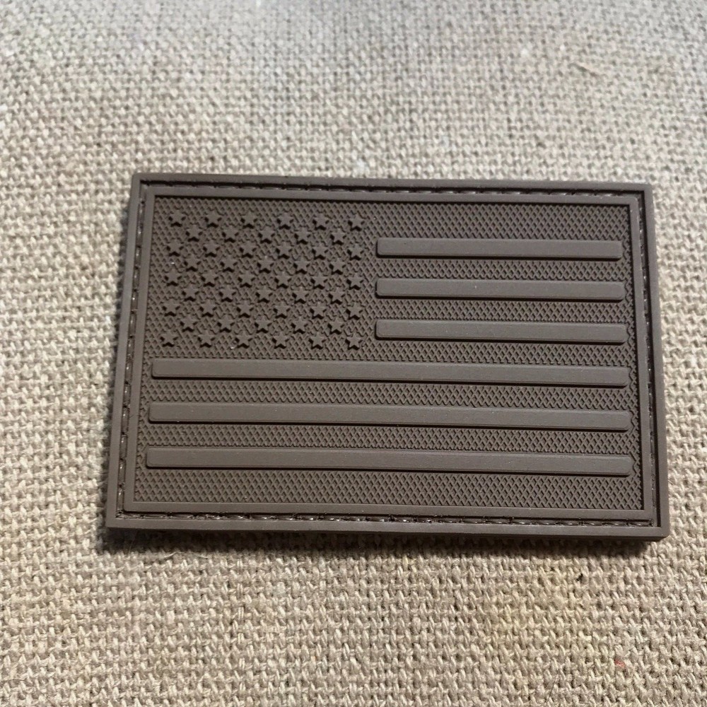 Brown American Flag PVC Patch
