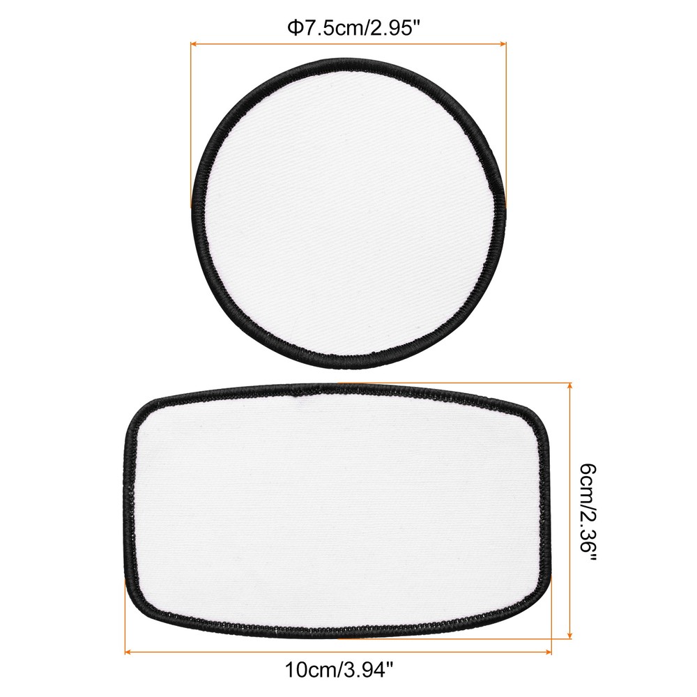 30pcs Sublimation Patch Blank 2 Shape 7.5cm White with Black Border