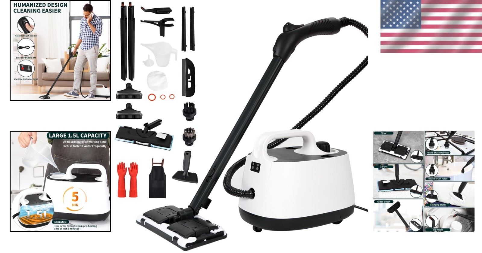 Steam Cleaner Heavy Duty Multi Purpose Steam Cleaner for Carpet Floors Window...