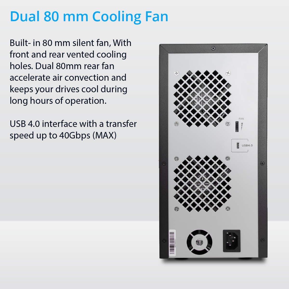 Open Box - USB 4.0 Type C 40Gbps 8 Bay Tool Less Tray SATA Hard Drive Enclosure