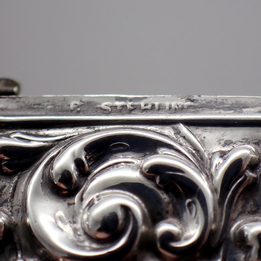 Repousse Match Box Safe Sterling Silver Mono HEH