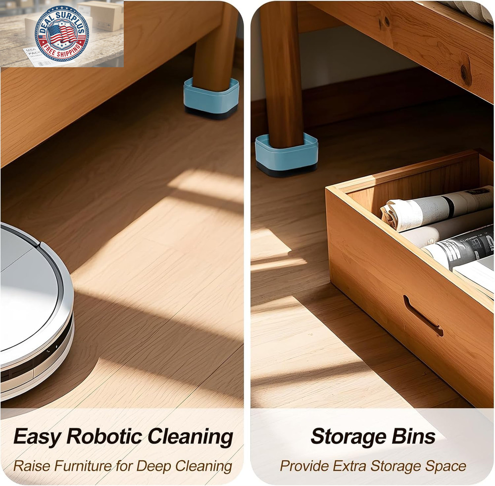 12 Pack Furniture Risers, Adjustable Bed Risers Heavy Duty Stackable Bed Raisers