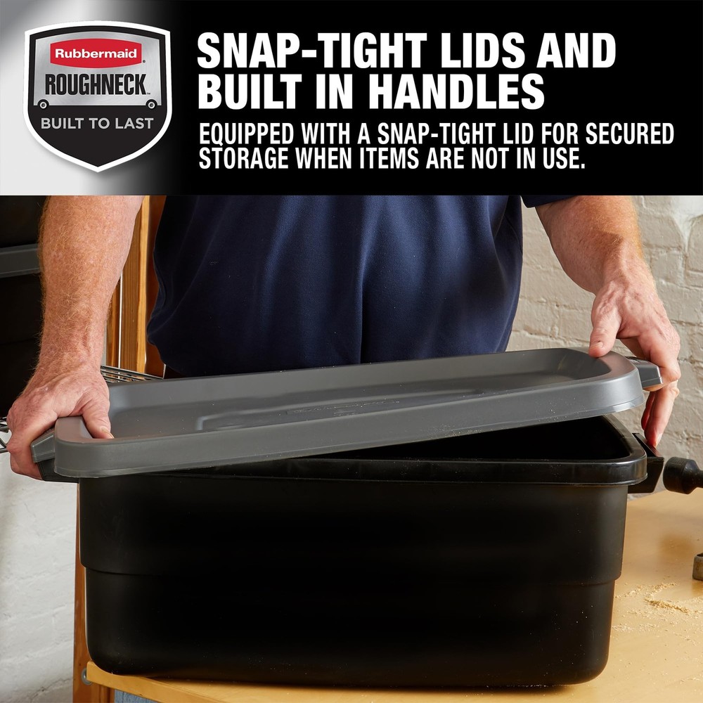 Rubbermaid Roughneck 10 Gallon Storage Bins 6 Pack Stackable Versatile Durable