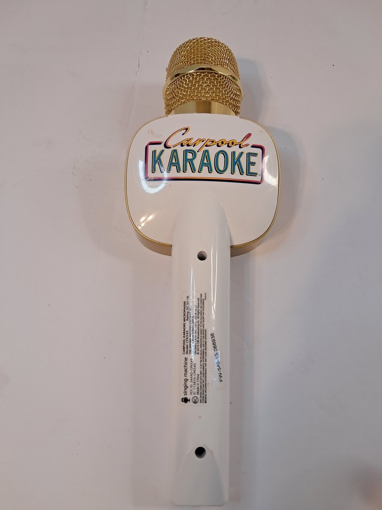 Carpool Karaoke Portable Wireless Bluetooth Microphone Gold White Singing