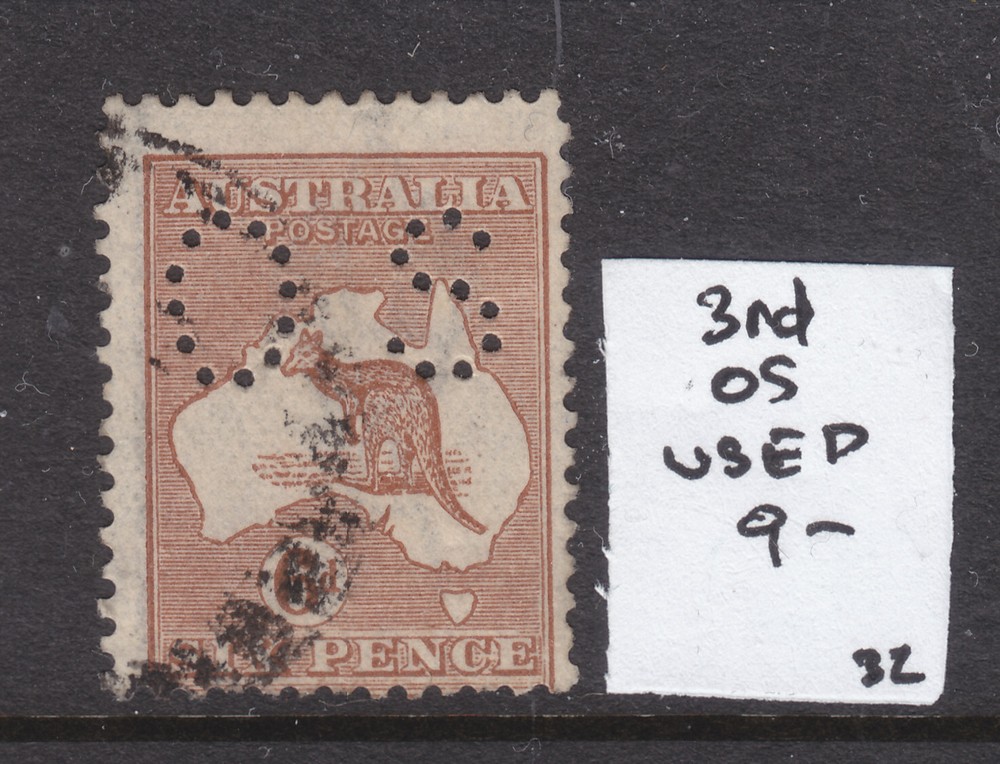 KANGAROO:  6d  BROWN  3RD WMK  PERF SMALL OS USED ...