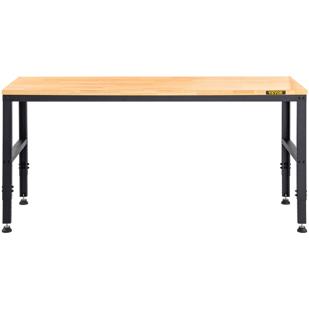 Adjustable Height Workbench 61"L x 20"W Work Bench Table w/ Power Outlets