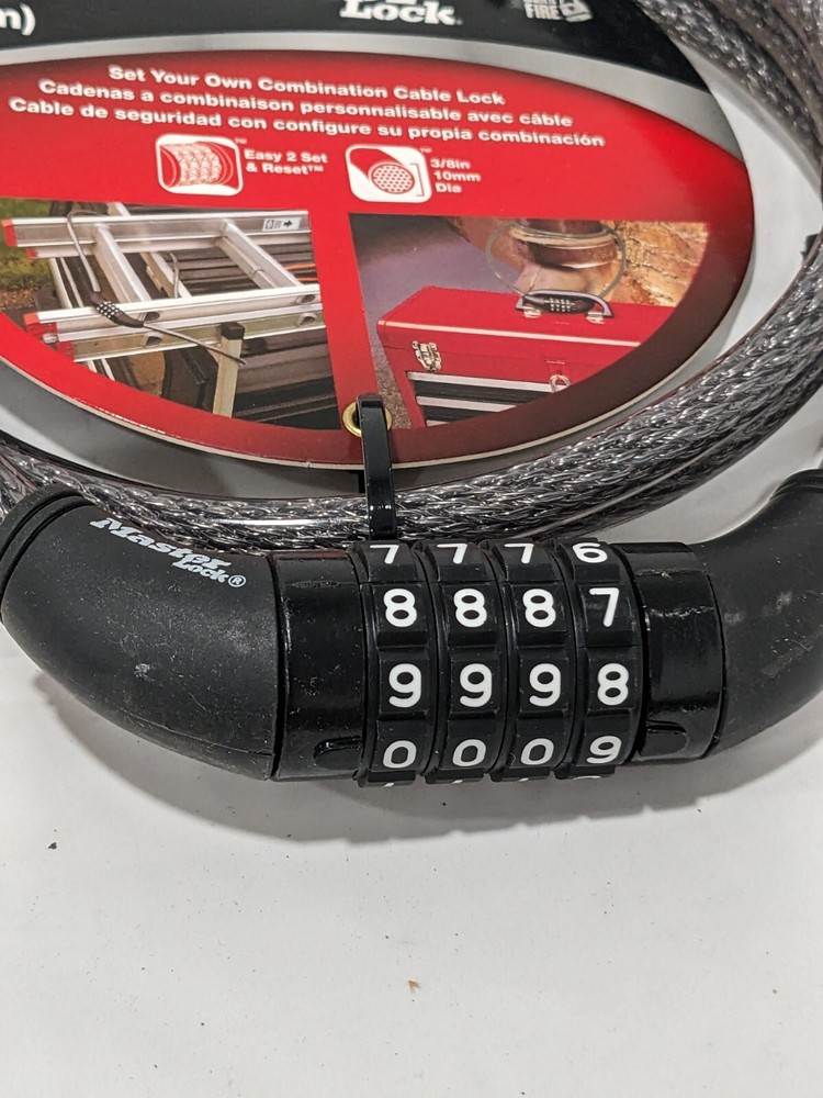 MASTER LOCK 5' Long Combination Cable Lock 3/8" Diam 8119DPF