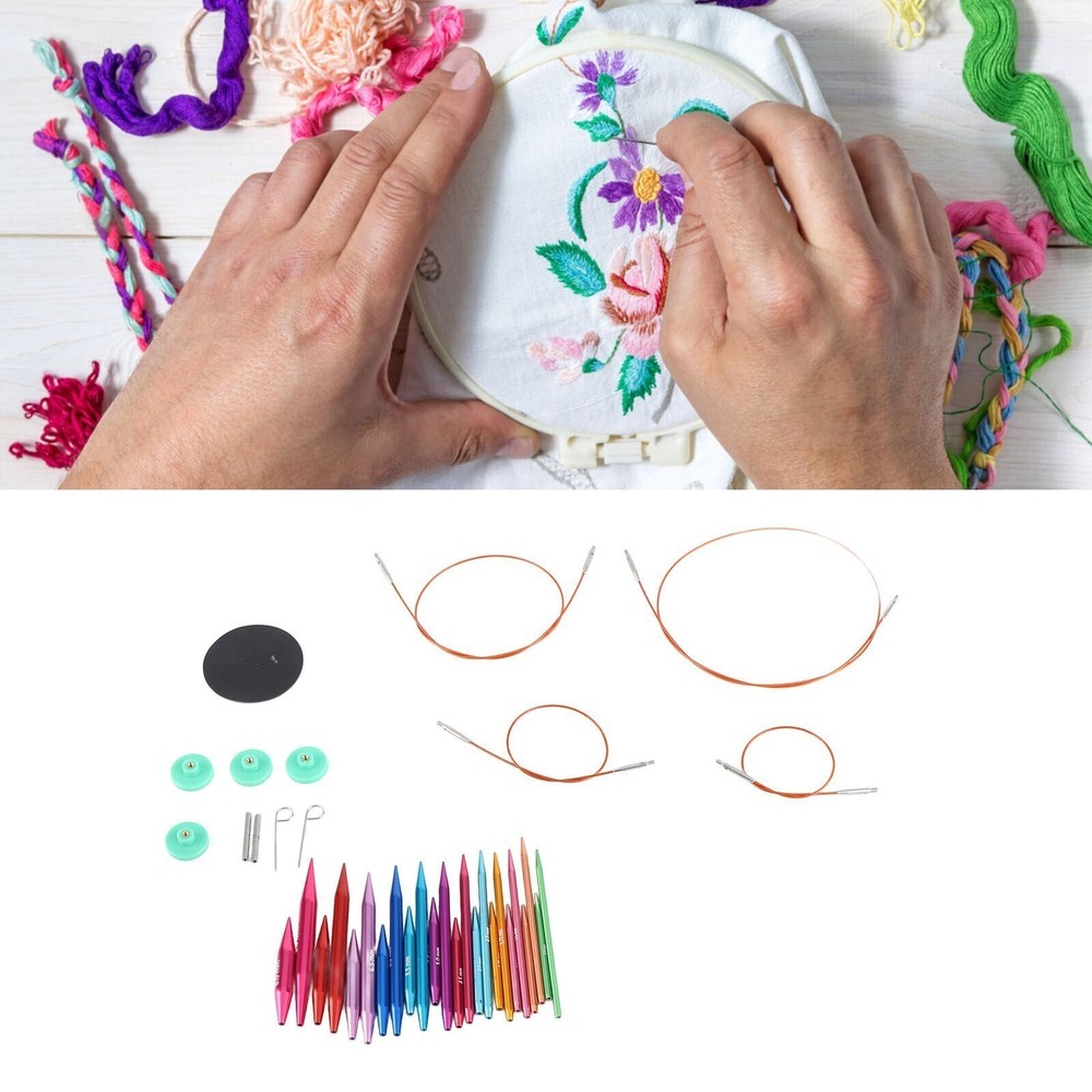 Circular Knitting Needle Set 3 to 8mm Interchangeable Assorted Colors Circular