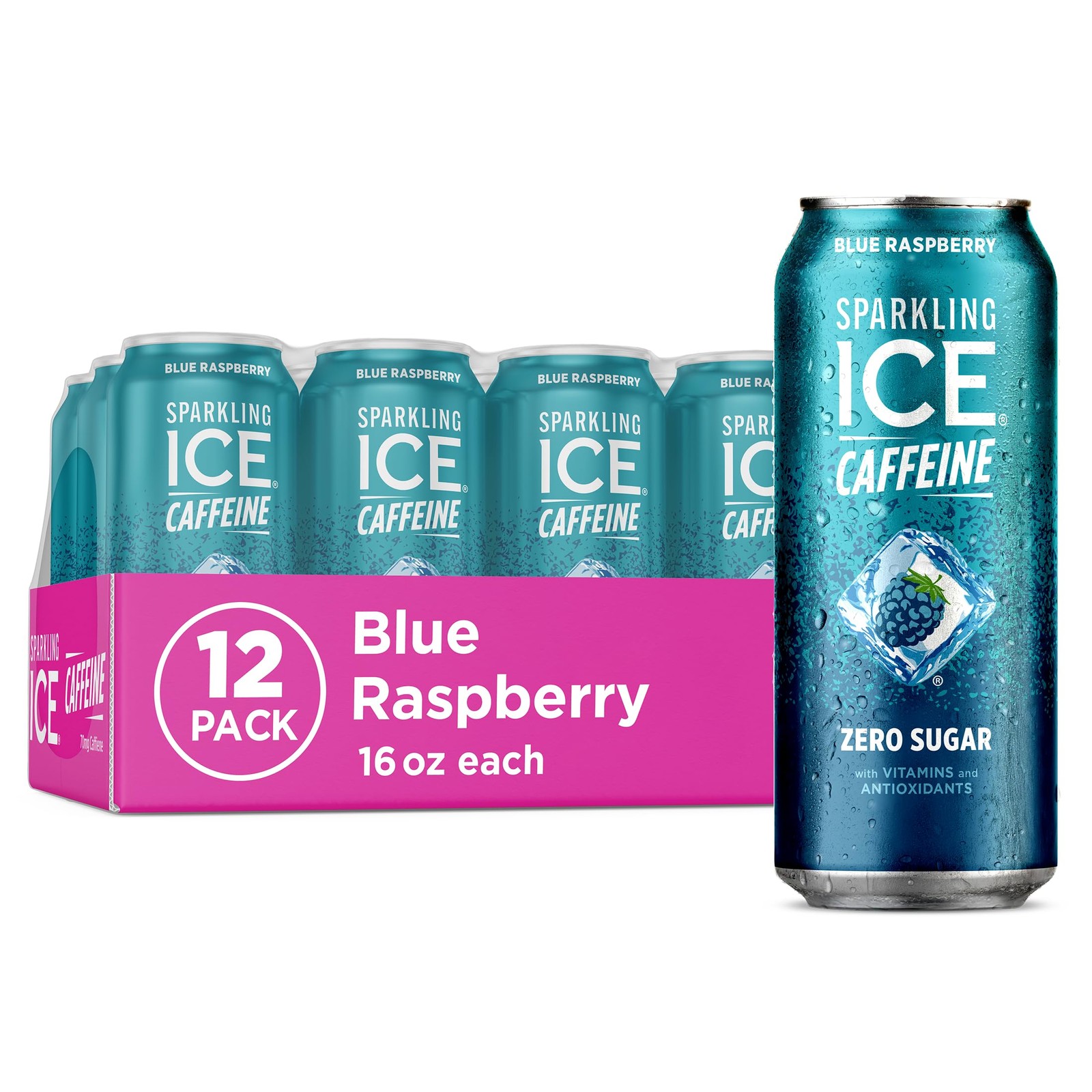 Sparkling Ice Caffeine Blue Raspberry Sparkling Water With Caffeine, Z