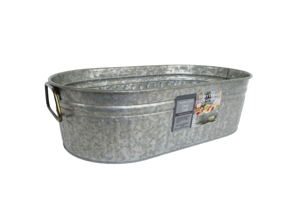 Better Homes & Gardens Galvanized 4 Gallon Oval Tub