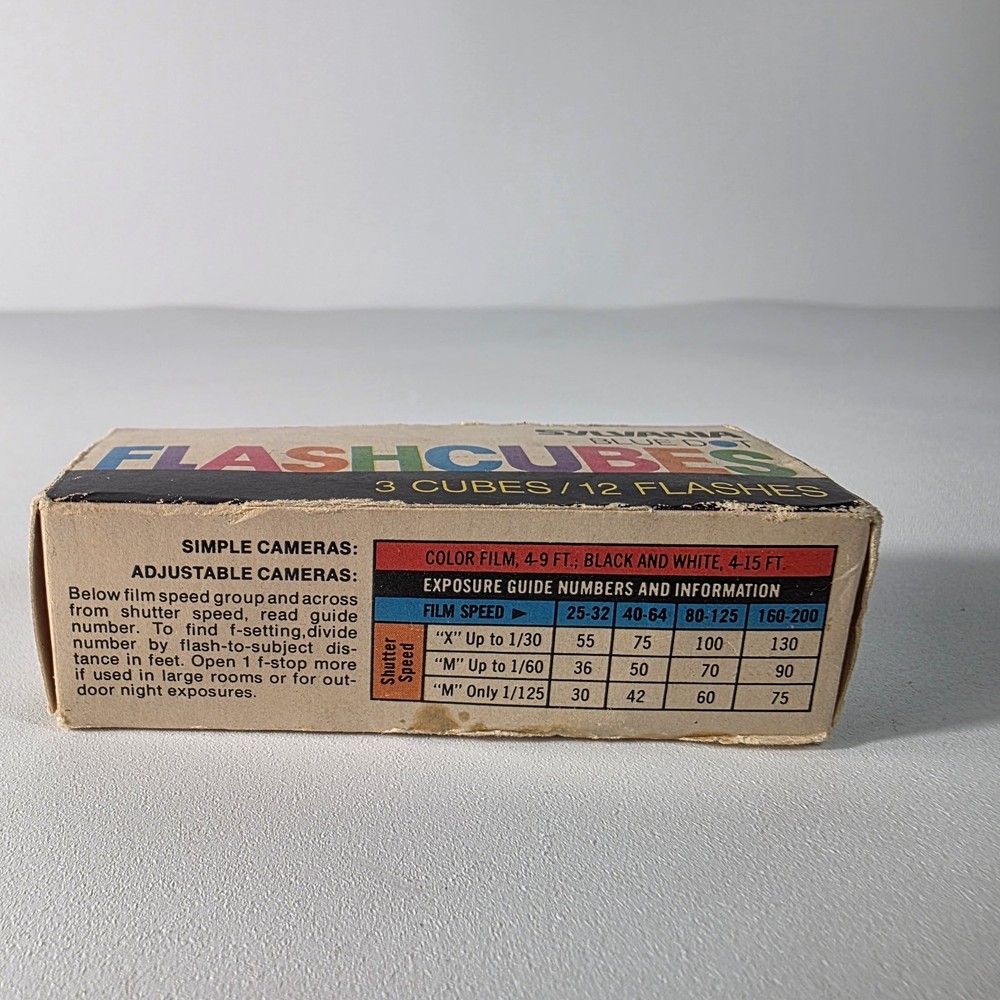 SYLVANIA FLASH CUBES Blue Dot Type 3 Pcs 12 Flashes - Open Box
