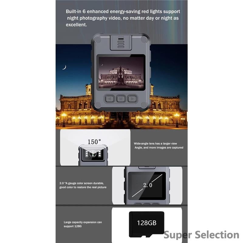 4K Mini Body Camera With Touch Screen, Night Vision, Waterproof, Loop Recording