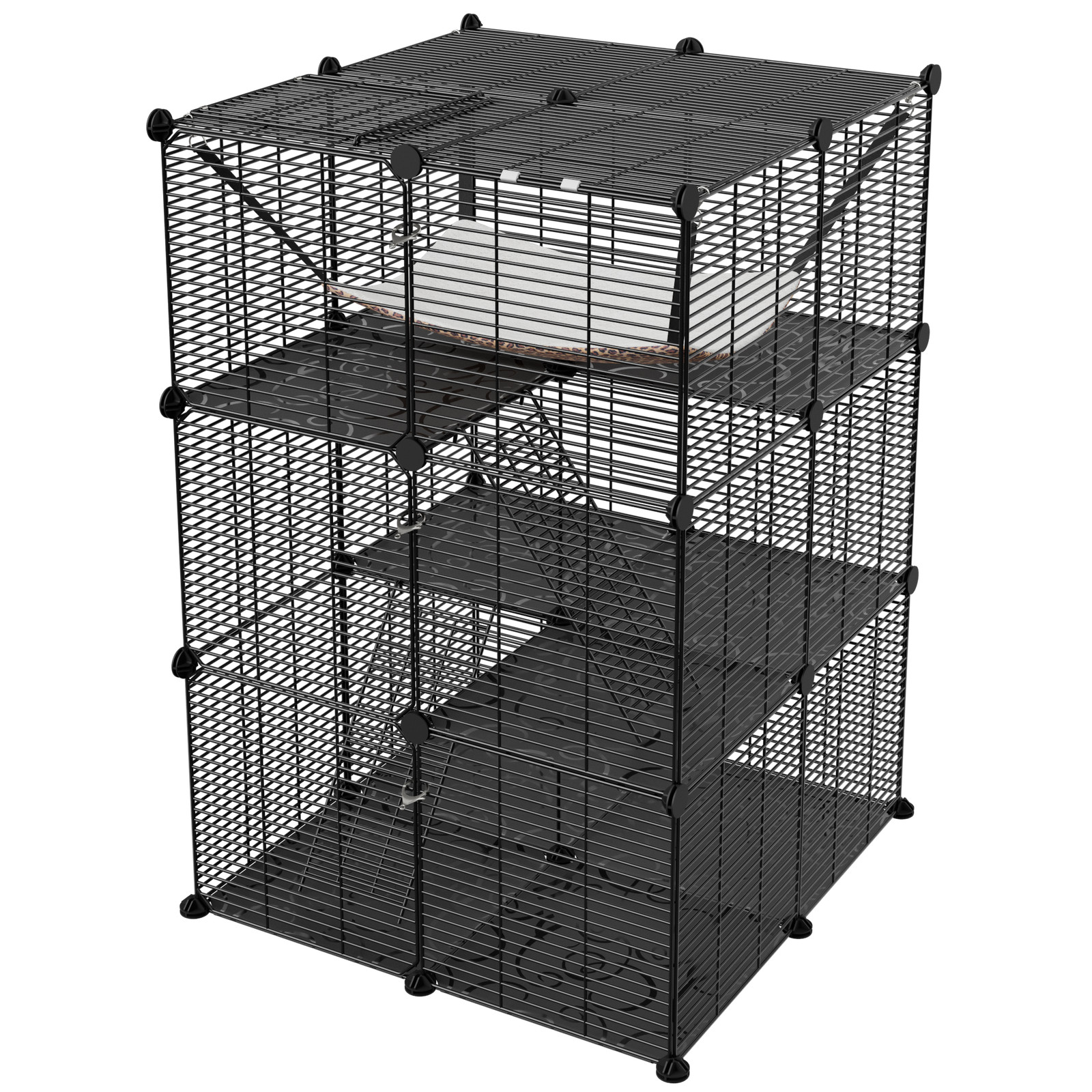 3 Tier Cat Cages Indoor DIY Cat Enclosure Cat Playpen Catio Detachable Metal