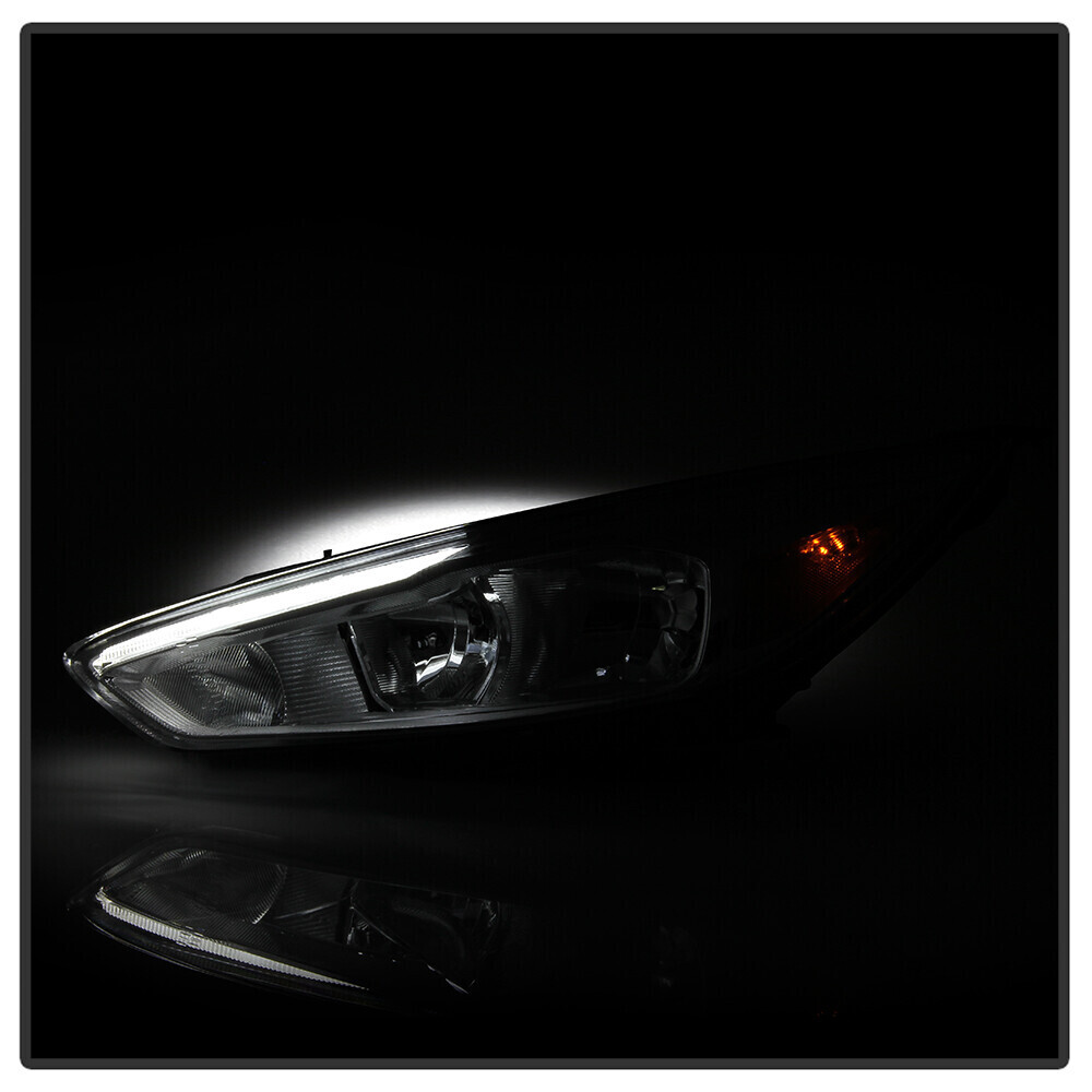 For 2015-2018 Ford Focus Halogen Headlight Chrome W/LED DRL Right Passenger Side