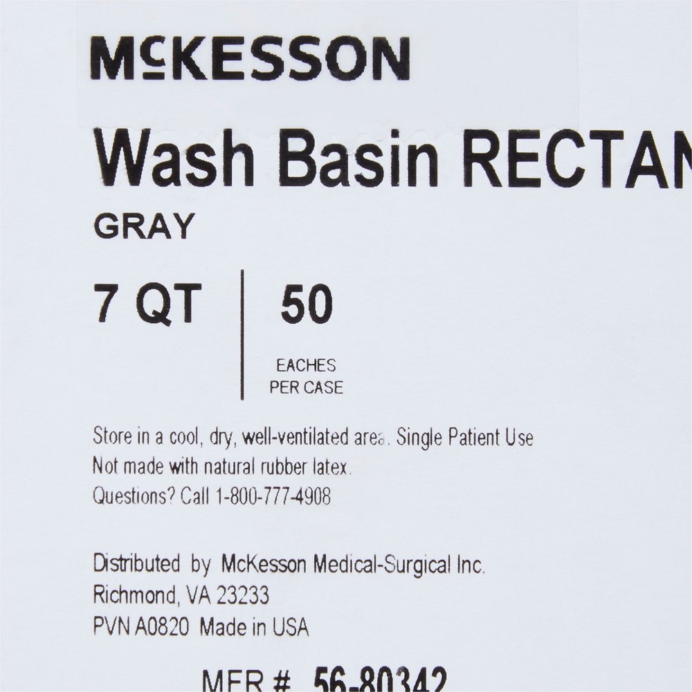McKesson Wash Basin 7 Quart Rectangle NonSterile 3 Ea - 56-80342