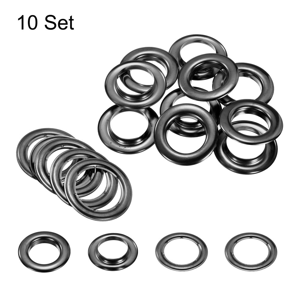 10Set Grommets Eyelets Kit 30mm Brass Eyelets with Washers, Black