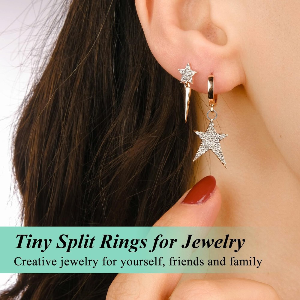 300 Pcs 8mm Tiny Split Rings Split Jump Rings for Necklaces Bracelets Earrings