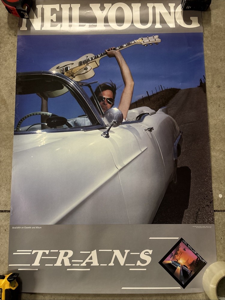 NEIL YOUNG TRANS - Rare Album Promo Poster 1982 ORIGINAL 35" x 23"
