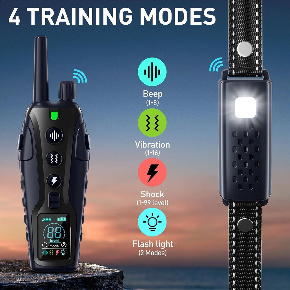 4500FT Dog Training Collar with Remote - Waterproof e-Collar (4 Modes)