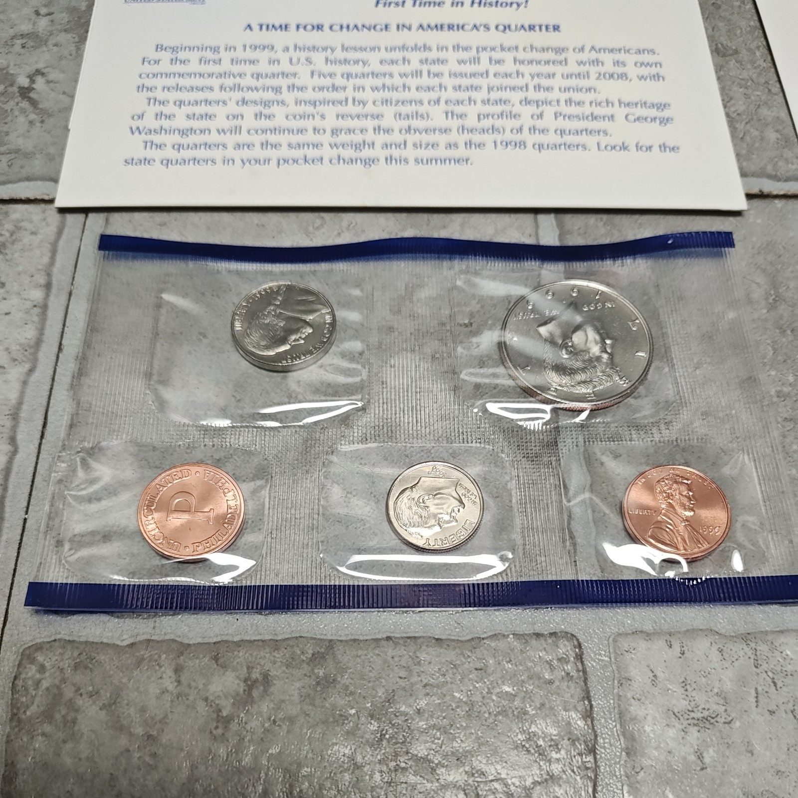 1999 United States US Mint Set 18 Coin P & D Uncirculated Coin Set OGP & COA