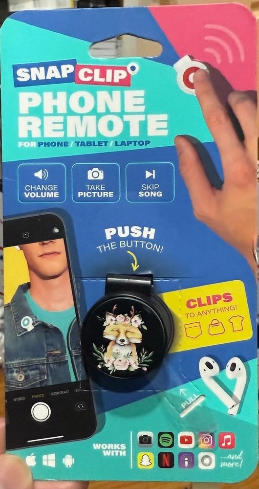 SNAP CLIP - Universal Remote for Mobile Devices - Foxy Flowers - NEW