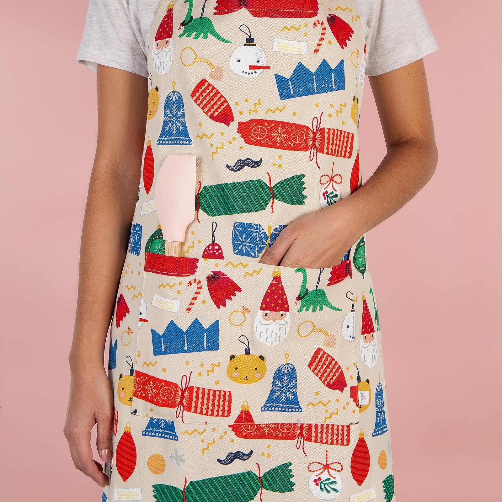 Jubilee 100% Cotton Adjustable Bib Apron with 2 Pockets, Christmas Holiday Ch...