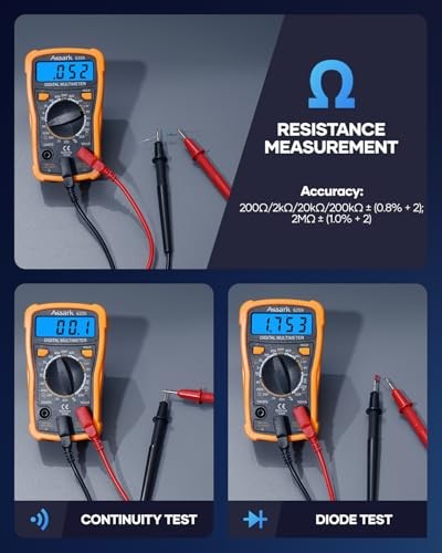 Digital Multimeter Voltage Tester, 2000 Counts Multimeter Measure AC DC Orange