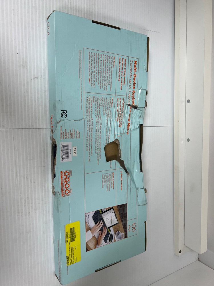 onn. Multi-Device Wireless Full Size Keyboard and 3-Button Mouse Set