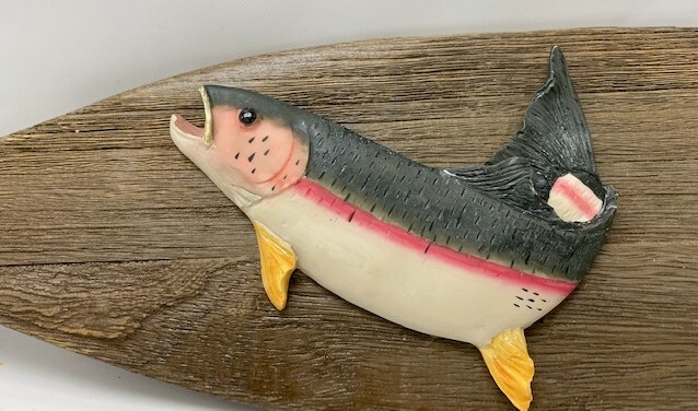 Wood Paddle Clothing Rack with Fish