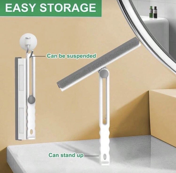 Foldable Rotatable Squeegee & Gap Cleaning Brush Set for Windows, Kitchen, Glass