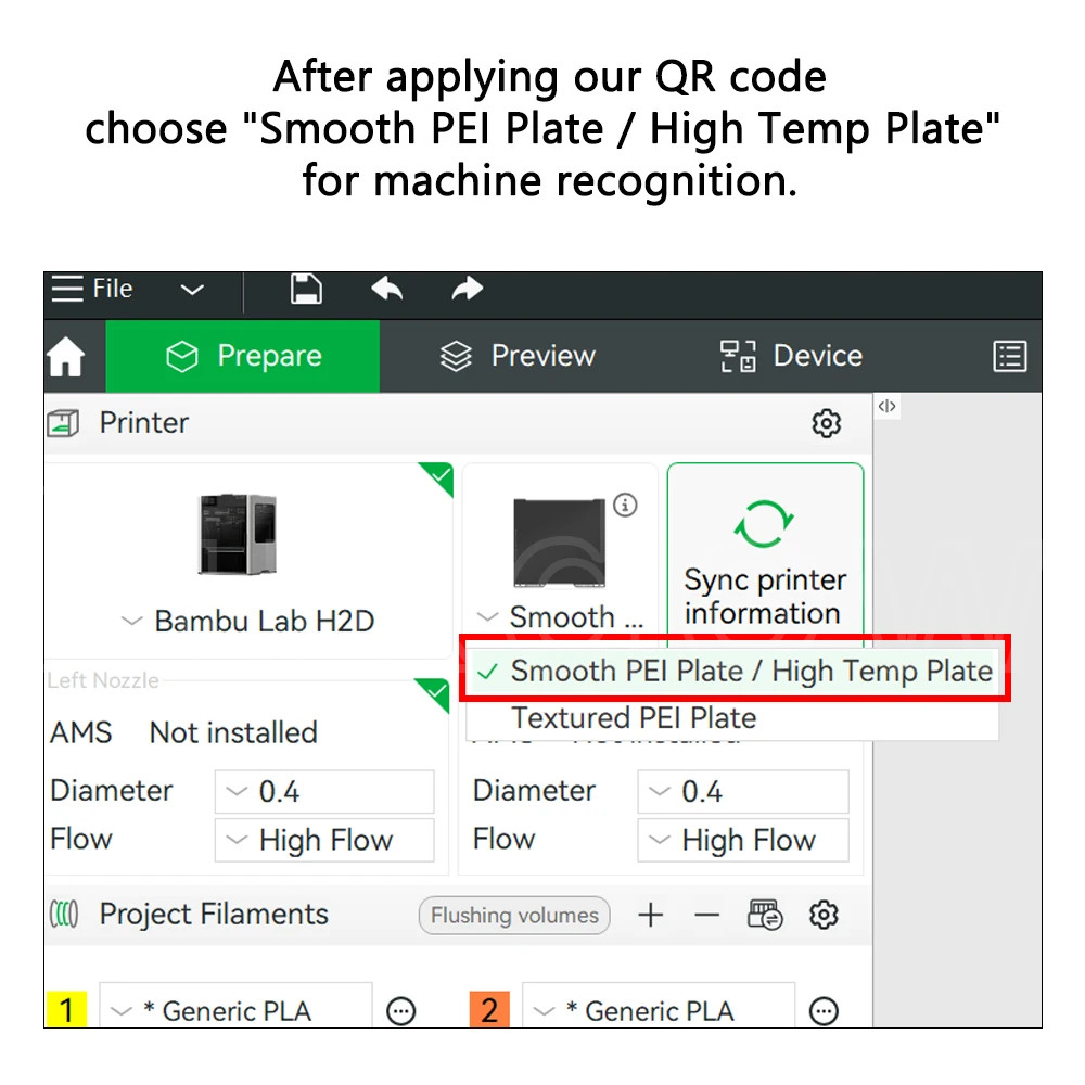For Bambu Lab H2D Heatbed Recognition QR Code Plate Bed Detection 3D Print Parts