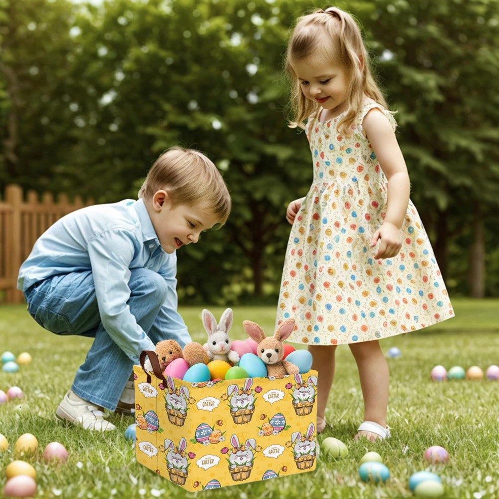 ASKETAM Large Cute Easter Basket for Kid Empty Gift Baby Rectangle Storage Bi...