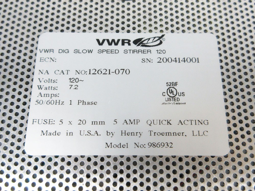 VWR 12621-070 ADVANCED SLOW SPEED STIRRER ~ V