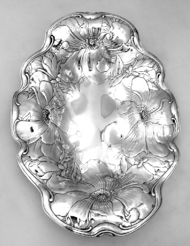 Poppy Serving Bowl Gorham 1902 Huge Sterling Silver