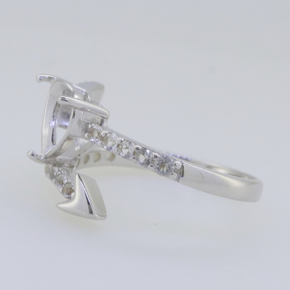 Sterling Silver Semi Mount Ring Setting Heart HT 8x8mm White Topaz
