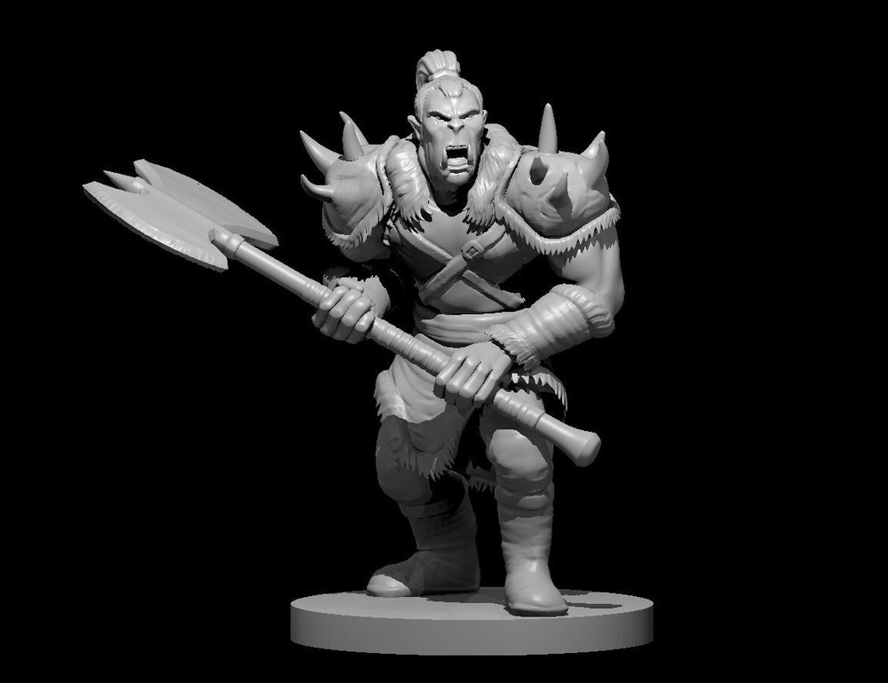 Orc Male Warrior Fighter Barbarian 28mm Scale DND D&D Tabletop Mini