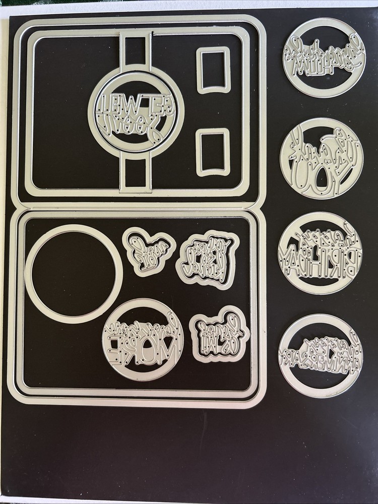 EUC Sizzix Framelits CARD ROUNDED WITH CIRCLE DROP INS 19 Dies