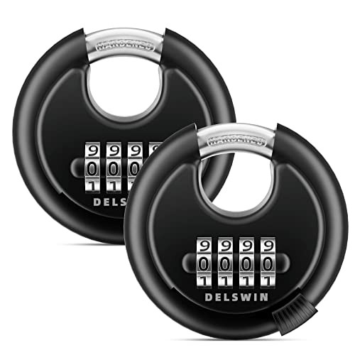 4-Digit Disc Combination Lock Outdoor - Heavy Duty Combination Black 2Pcs