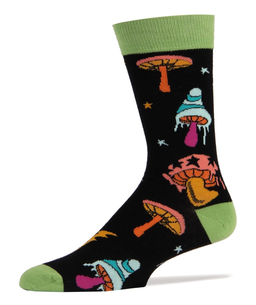 Mens Novelty Funny Crew Socks Shrooms