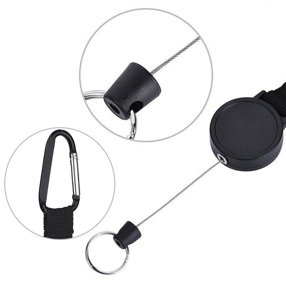 2PCS Retractable Key Tool Reel Holder Steel Clip Chain Belt Heavy Duty Split US