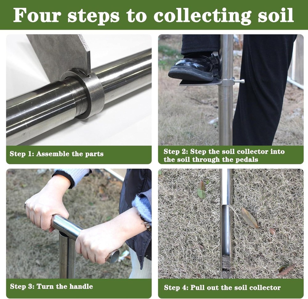 36” Soil Sample Probe Stainless Steel T-Handle Soil Sample Test Kit