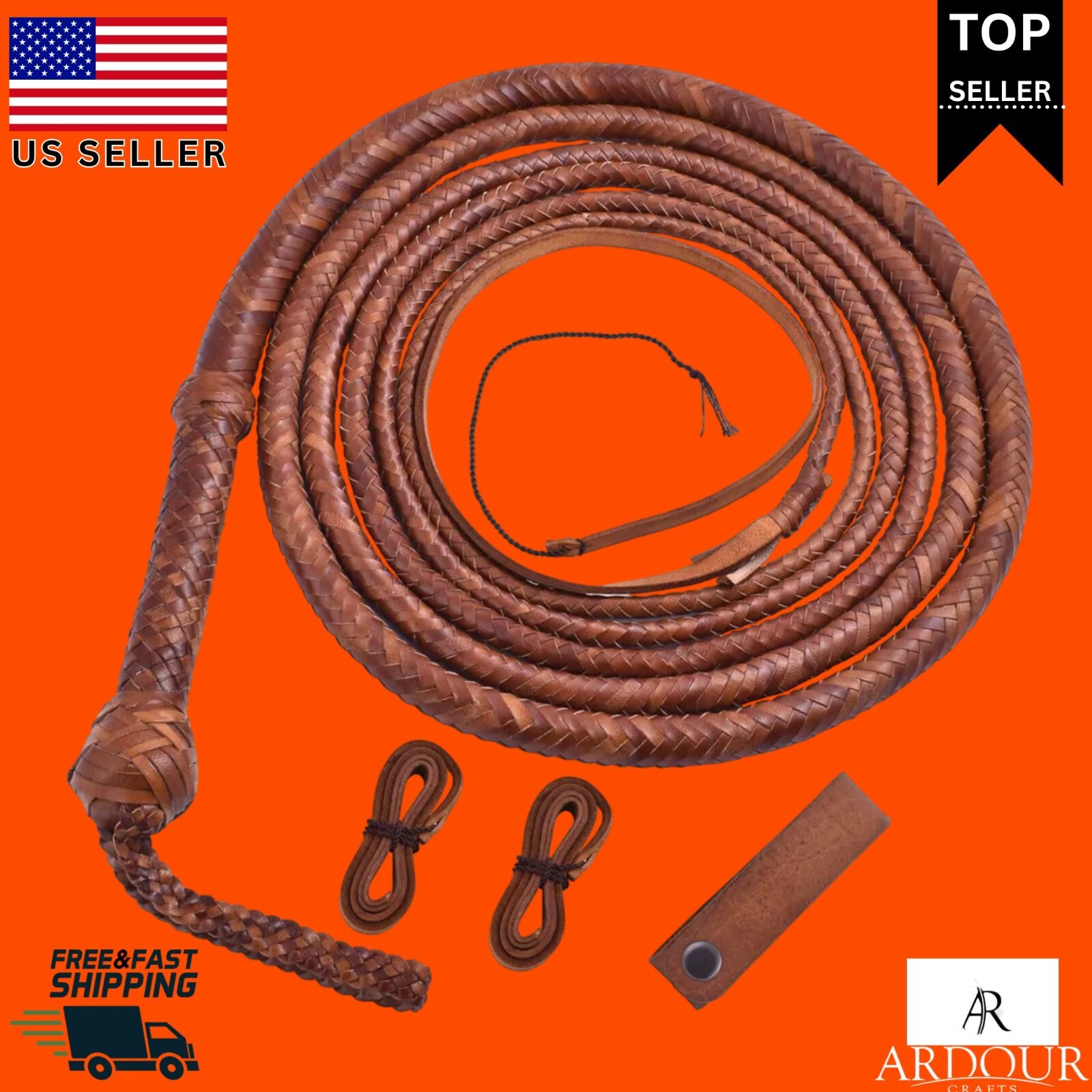 Genuine Leather Kangaroo Hide Bullwhip 04 to 16 ft long Indiana Jones Bullwhip
